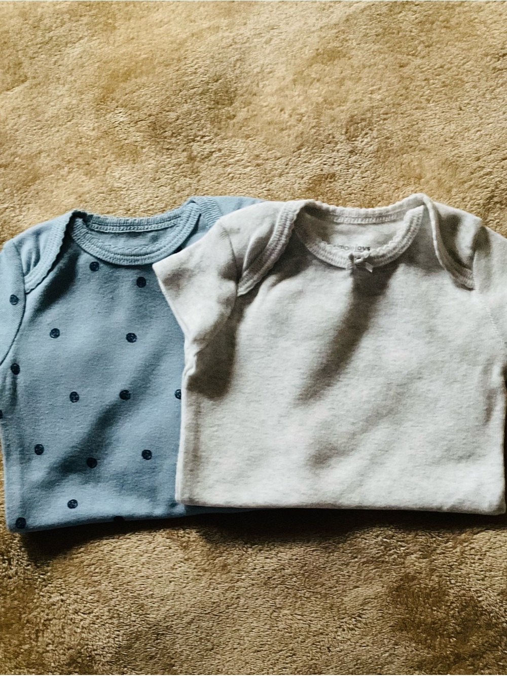 Everyday Cotton Baby Bodysuit / Onesie Set in Oatmeal and Shades of Blue